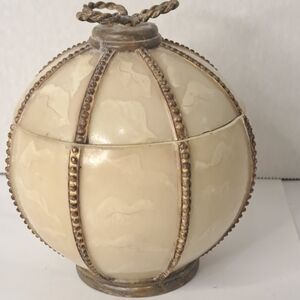 Vintage Croscill Home Romanza Trinket Box Hand Painted Faux Onyx Brass.